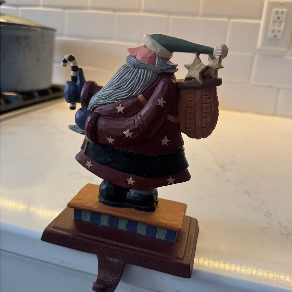Williraye Studios Santa Candy Cane Stocking Holder Christmas Cast Iron vintage